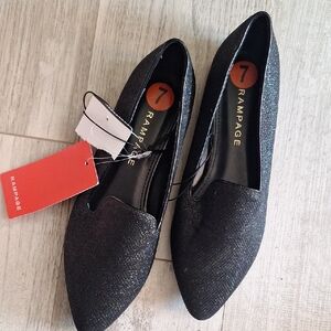 Rampage Black Sparkle Pointed Slip-On Flats